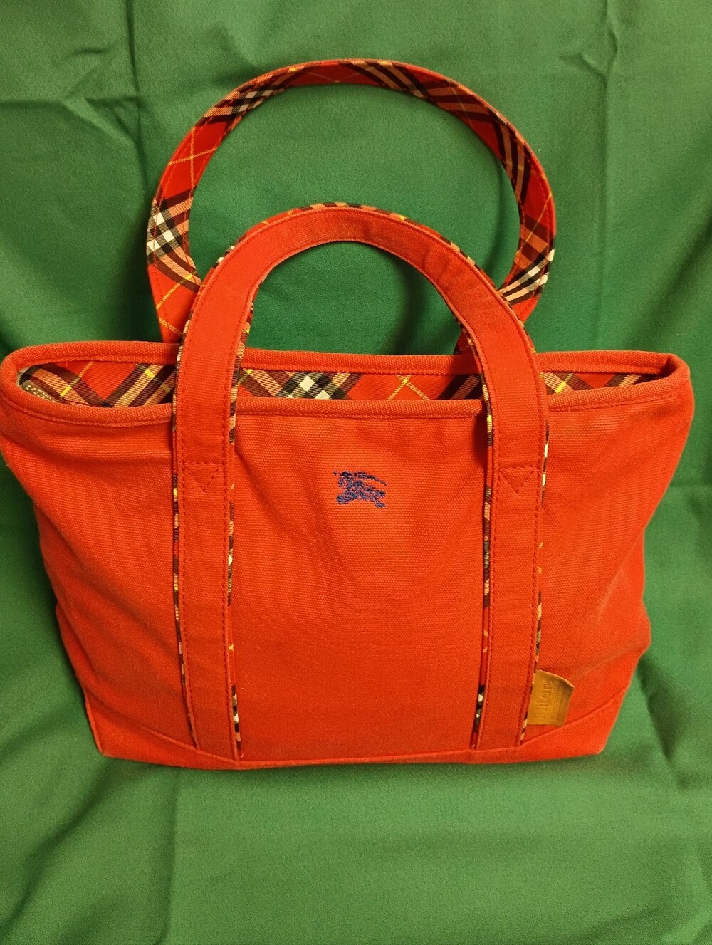 ❤️Vintage BURBERRYS OF LONDON Blue Label Red Cotton Errand Bag Tote Purse